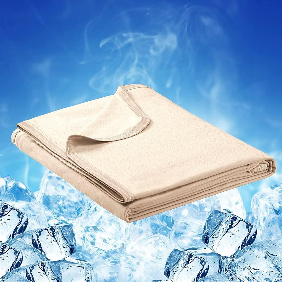 LUXEAR Cooling Blanket for Hot Sleepers Night Sweats Queen Size Cool Summer Blanket 79 X 86in Japanese Q-Max>0.5 Arc-Chill Cooling Fiber Keep Adults/Children Cool Soft Breathable All-Season-Beige