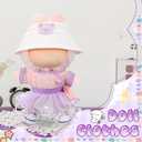 5 Pcs Stylish Set for 17cm Dolls with Fashion Hat ,Water Bottle,Skirt,Shoes and Sweater Outfit Set, Cute Doll Style Accessories Gift(Kawaii,Purple)