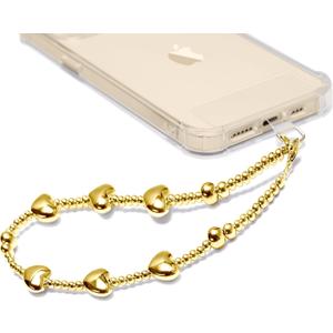 GVIEWIN Phone Charm Beaded Wrist Strap with Tether Tab, [Hands-Free & Anti-drop] Detachable Phone Chain Wristlet for Women Girls for iPhone & Most Smartphones, Golden Love