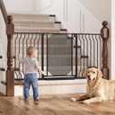 29.5-61.5" Extra Wide Baby Gate for Stairs, Child & Pet Proof, No-Drill Pressure Mount Auto Close One-Hand Operation, Indoor Dog Gate for Doorways, 7 Adjustable Sizes, 30.5" Tall, Black