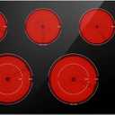 AMZCHEF Electric Cooktop 36 inch Built-in Stove with 5 Burners,8900W Power Control by Knob,Ceramic Electric Stove with Hot Surface Indicator,220V-240V