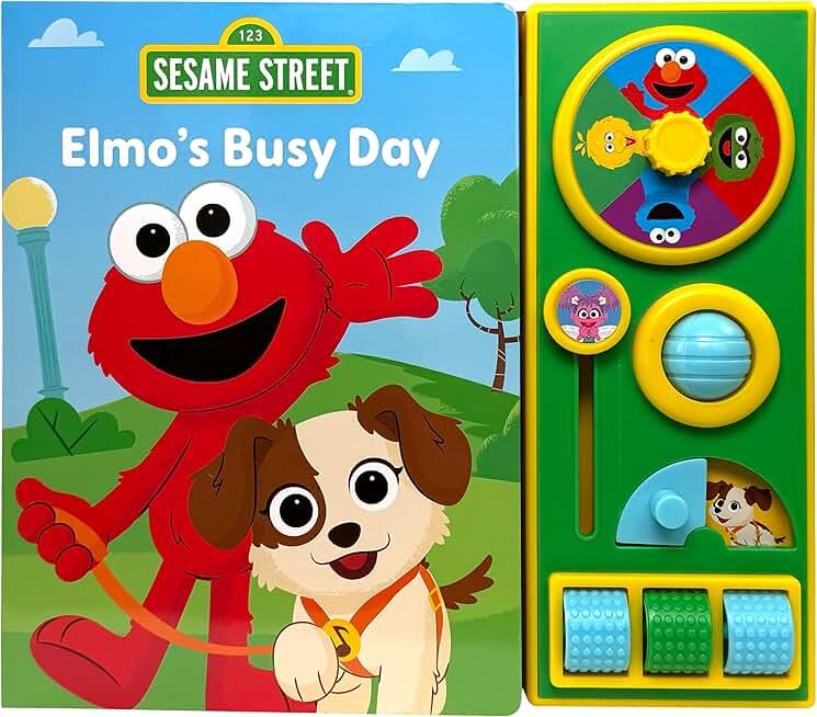 Sesame Street Elmo, Tango, and More! - Elmo's Busy Day - Sensory and Fidget Toy Style Board Book - Satisfying Tactile Play - PI Kids