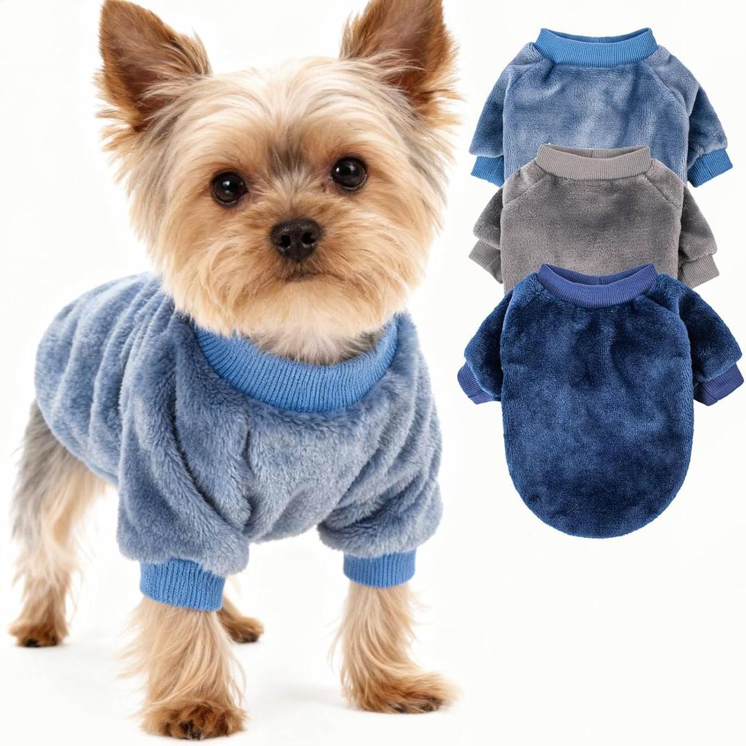 Algudbilt Dog Sweater | 3-Pack Clothes Jackets , Breed (Male & Girl), Soft Winter Coats Sweaters for Dogs and Cats, Pet Apparel Outfits (Grey,Blue,Navy, Small)