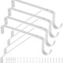 AKOLAFE 4PCS Closet Rod Brackets Heavy Duty Adjustable Closet Rod Support Bracket Wall Mounted Closet Pole Holder Closets Shelf & Rod Bracket White Clothes Rod Brackets Closets Rod Hanger Closets Hook