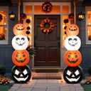 Fourluoo 2 Pcs 4.6 ft Halloween Inflatable Pumpkin Outdoor Decoration Light up Blow up Pumpkin Yard Decor for Halloween Party Indoor Garden Lawn Yard Decoration