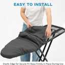 RAINHOL 43x13 Small Ironing Board Cover and Pad, Iron Board Replacement Cover, Thick Felt Padding, Scorch Resistant 100% Cotton, Heat Reflective, Elastic Edge, Black