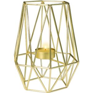 1Pc Gold Geometric Tealight Votive Candle Holder, Metal Hollow Tea Light Candle Holders, Candle Stand for Wedding Christmas Table Centerpiece Vintage Decor, Large