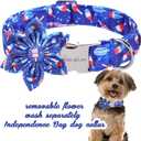 Unique style paws Independence Day Flag Dog Collar, Best for Small Medium Large Boys Girls Dogs (XL, ice flag flower)