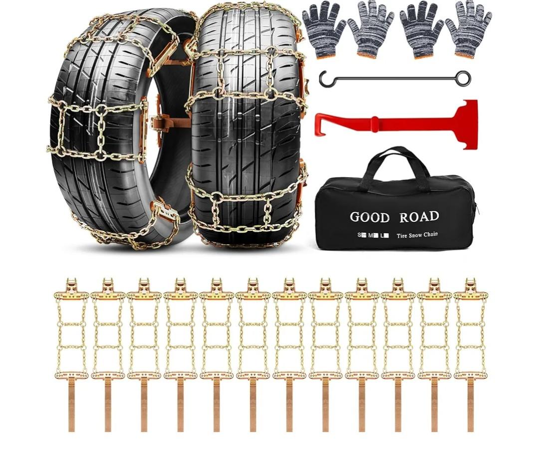 12 Pack Adjustable Snow Tire Chains for Tire Width 235-315mm Suv Truck Pickup, Quick Setup Easy Installation, Thickened Car Non Skid Car Chains