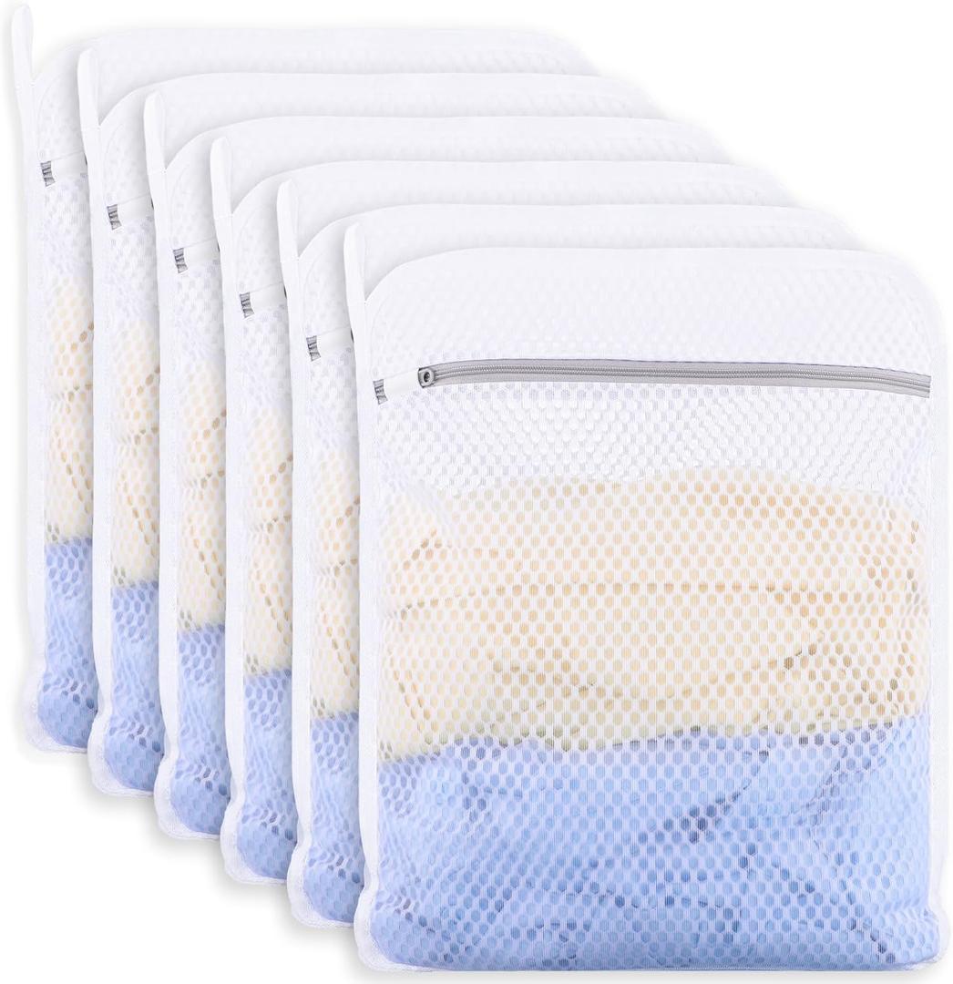 6-Pack Durable Honeycomb Mesh Laundry Bags for Delicates - 12x16 Inches Lingerie Bags for Washing Delicates with Sturdy Zippers, Protect Clothes in Washing Machine for Home, College & Dorm (Medium)