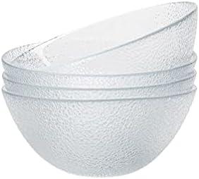Vikko Soup Bowls, 6.5 Inch Salad Bowls, Glass Soup Bowls, Elegant Textured Glass Bowls, Set of 4, Dishwasher Safe
