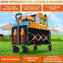 Wagons Carts Foldable, Collapsible Folding Wagon, Portable Folding Wagon Cart with Wheels, Outdoor Utility Carts for Groceries, Camping, Sports, Shopping, Black 27"D x 17.3"W x 46.5"H