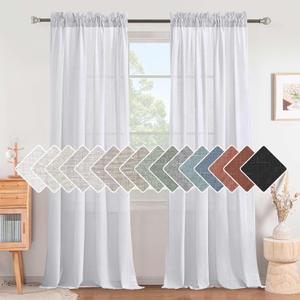 H.VERSAILTEX Light Filtering Linen Textured Curtains Window Treatment Privacy Added Draperies/Drapes/Panels/Treatment, Rod Pocket, Natural & Durable,2 Panels
