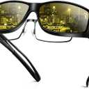 Night Driving Glasses Night Vision Glasses Fit Over Glasses Polarized Anti-Glare UV400 Gift for Men Women (Night Vision (Yellow Lens / Glossy Black Frame))