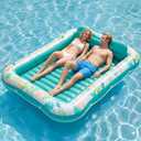 Inflatable Tanning Pool Lounger Float, Stonful 87" x 63" Pool Floats Adult with Pillow & Cup Holder, 4 in 1 Water Filled Inflatable Sun Tan Tub Tanning Bed for Swimming Pool Backyard Beach (Green-XL)