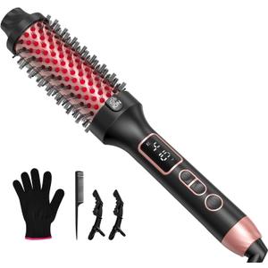 Infrared Thermal Brush for Blowout Look, 1.5 Inch Ionic Thermal Round Brush Makes Hair Smoother Get Natural Curls, Dual Voltage, Easy to Use, Gifts for Women