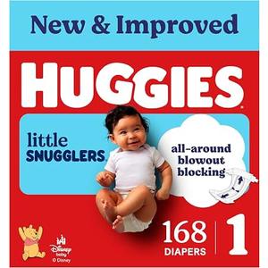 Huggies Size Newborn Diapers, Little Snugglers Baby Diapers, Size Newborn (up to 10 lbs), 168 Count