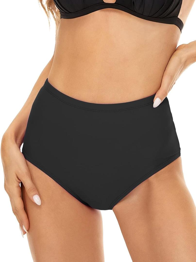 Annbon Slimming Artifact High Waisted Bikini Bottom Tummy Control Full Coverage Bikini Bottom Swimsuit Bottoms for Women (Small, Black)