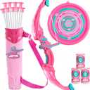 JOYIN Pink Bow and Arrow Set for Girls, LED Light Up Archery Toy Set with 9 Suction Cup Arrows, Target & Arrow Case, Christmas Indoor Outdoor Activity Toy for Kids Girls Ages 3-12