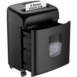 Bonsaii 8 Sheet High Security Micro Cut Paper Shredder with 4 Gallon Pullout Basket, Credit Cards/Mail/Staples/Clips Shredder for Home Office Use (C206-G)