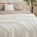 EMME Cotton Muslin Large Throw Blanket Couch Breathable Gauze Soft Lightweight Bed Blankets Adults (White,50"x70")