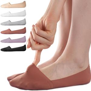 Sofier No Show Socks Womens, Non Slip Low Cut 6 Pairs Thin Silky Dress Footies Liner Invisible Socks Flats Loafers Sneakers (9-12)