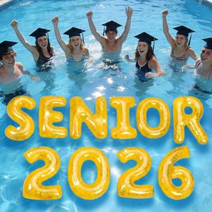 Civaner 10 Pcs Class of 2026 Senior Night Graduation Party Decorations, 20 Inch Glitter Gold Inflatable Pool Float Letters Balloons, Photo Props for Seniors, Summer Grad Supplies for Pool, Grad Party