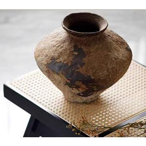 Rustic Ceramic Vase,Vintage Flower Vase,Rustic Vase,Farmhouse Decorative Vases for Home Decor, Table, Living Room, Shelf Decor (Brown)