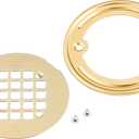 Oatey 42362 Universal 4-1/4 in. Snap-Tite Round Shower Strainer with Tile Ring in Brushed Gold