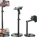 UTEBIT Cell Phone Stand, 6-15" Height Adjustable Rotating Cell Phone Holder for Desk, Retractable Cell Phone Stand,Tablet Stand Holder for 4.7"-15.6" Screen iPhone Samsung, iPad, Kindle, eBook Reader (Black)