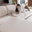 Sectional Couch Covers, Wear Resistant Stretch Sofa Covers Washable Soft Couch Cushion Covers Anti Slip Furniture Protector Sofa Slipcovers for Pets(3 Pieces 2 Seaters+1 Chaise, Ivory)