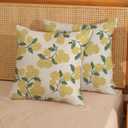 Mustard Yellow Outdoor Pillow Covers 22x22 Inch 2 Pcs Green Hydrangea Flower Decor Throw Pillows Spring Summer Seasonal Vintage Floral Decoration Pillowcase Linen Cushion Cover for Couch Sofa