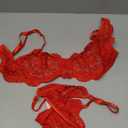 Lilosy Sexy Underwire Push Up Scallop Floral Lace Sheer Lingerie Set for Women Bra and Panty 2 Piece (Medium, Bright Red)