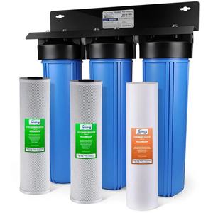 iSpring WGB32B Whole House Water Filter System, Highly Reduces Sediment, Taste, Odor, and up to 99% Chlorine, 3-Stage w/ 20-Inch Sediment and Carbon Block Filters, 1" Inlet/Outlet