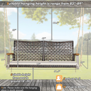 2-Person Steel Patio Rattan Hanging Swing Chair Porch Loveseat Cushioned Black