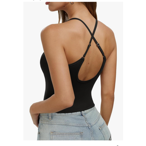 Women's Sexy Halter Backless Tank Top Sleeveless Summer Y2K Basic Going Out Fitted Cami Crop Tops, L