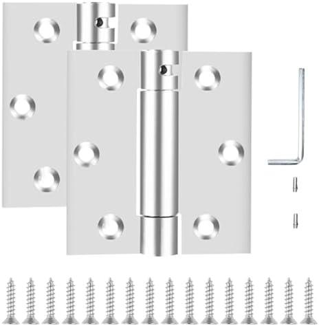Self Closing Door Hinge, 3 inches, Auto Closing Spring Hinge with Adjustable Tension, Thickened 304 Stainless Steel Heavy Duty Door Hinges 3 inches, with Mounting Screwdriver Hardware, 2 Pack