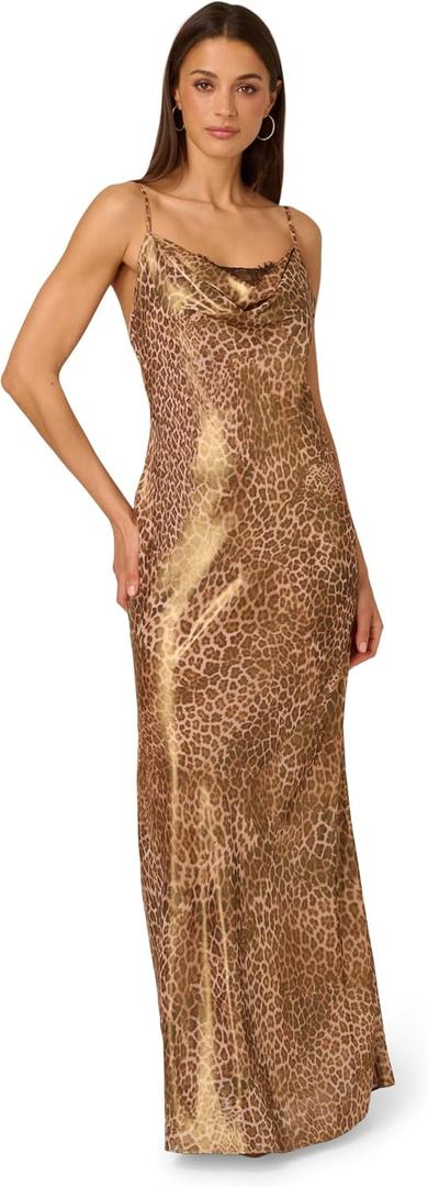 Adrianna Papell Women's Printed Chiffon Long Dress, US Size 10