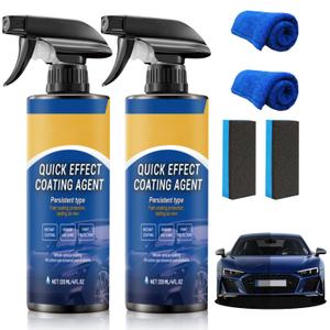 2PCS Car Coating Spray, Quick Effect Coating Agent, Coat Car Wax, Car Scratch Wax Coating Spray, Oil Film Emulsion Glass Cleaner