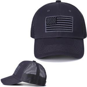 American Flag Hat, Adjustable Fit USA Baseball Cap for Men Women, Outdoor Ball Caps Mesh Snap Embroidered Cap (Gray)