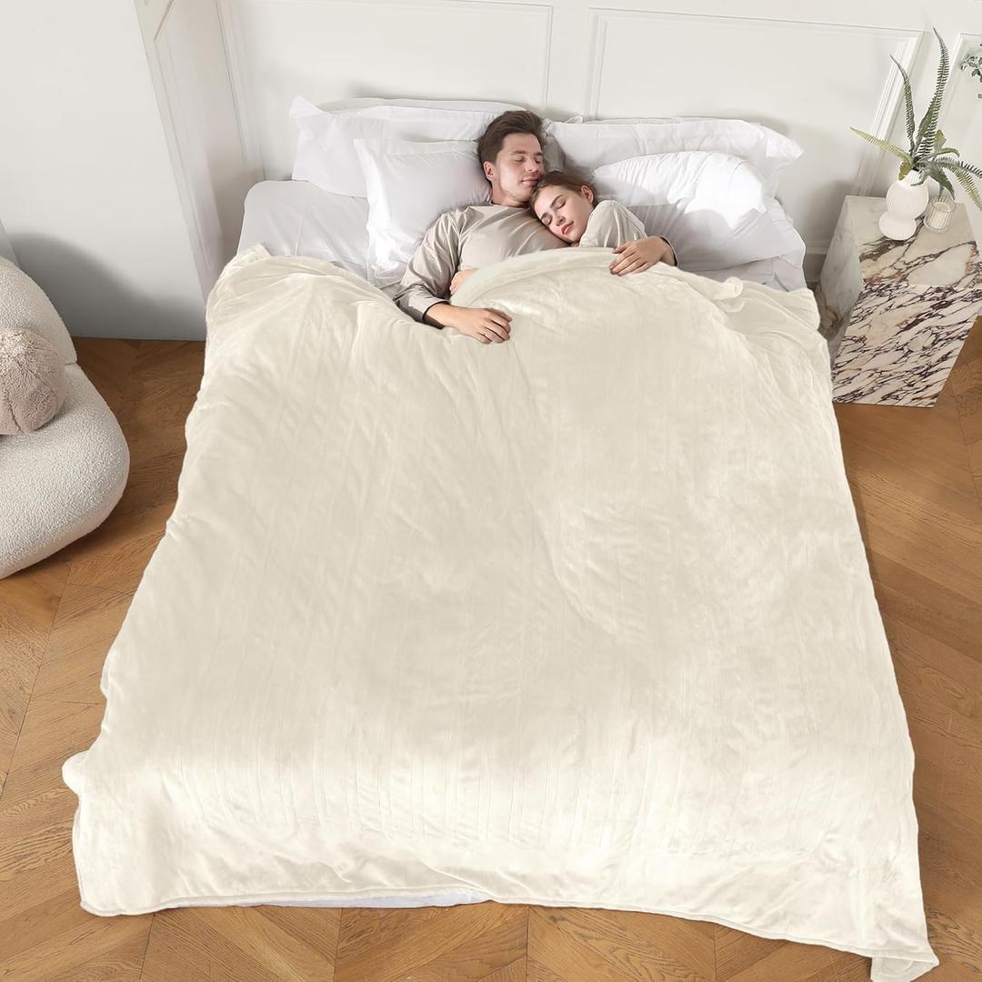 Electric Blanket King Size, Super Soft Cozy Upgraded Flannel Heated Blanket Dual Control with 5 Heating Levels & 10 Hours Auto Off, Fast Heating Blanket & Overheat Protection, 100" x 90", White