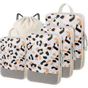 5 Set Packing Cubes For Travel Essentials, Luggage Packing Organization Cubes Suitcase Organizer Bags Set (Leopard)