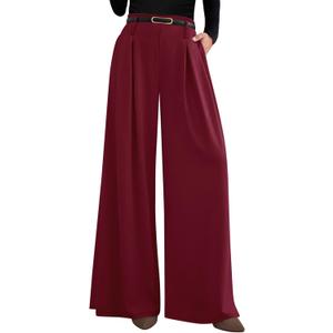 PRETTYGARDEN Women's Wide Leg Trousers 2026 Elastic High Waisted Dress Pants Pleated Slacks Flowy Business Work Palazzo Pants, XXL
