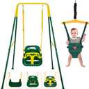 4 in 1 Toddler Swing Set & Baby Jumper, Foldable Swing Set for Backyard | Heavy Duty Kids Swing with Bouncer, Foldable Metal Stand for Indoor & Outdoor, Easy Install & Store