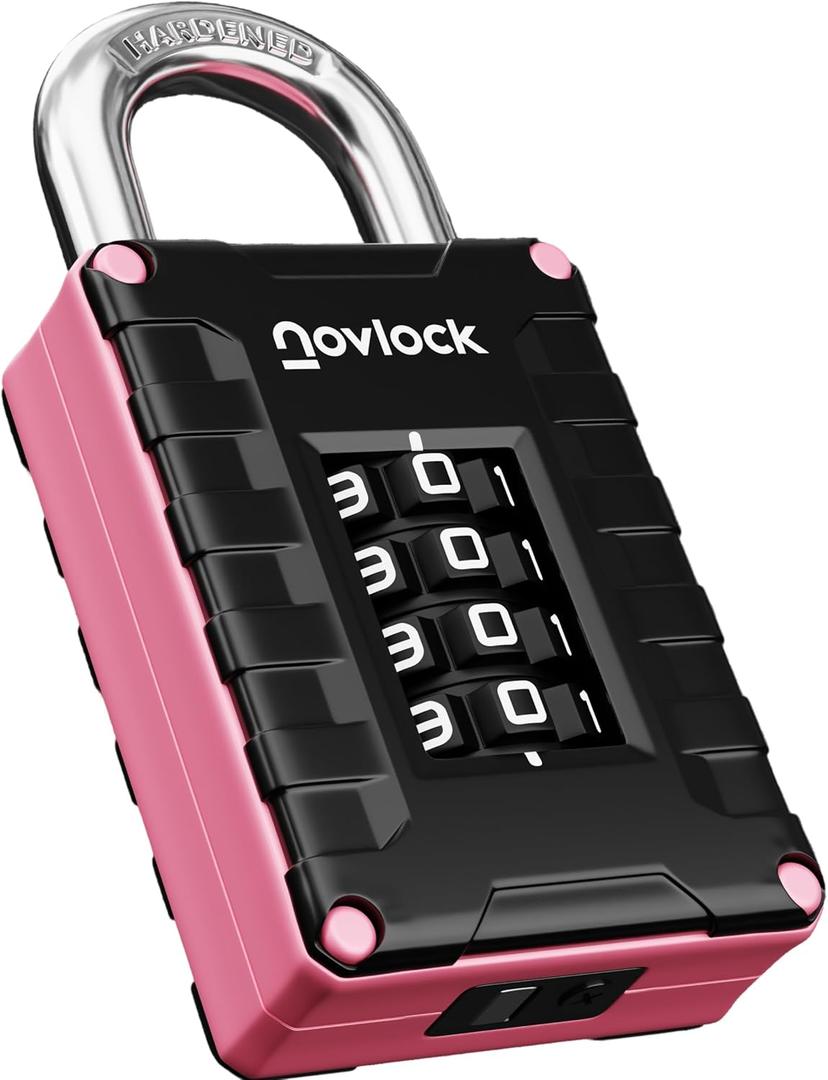Locker Lock for Gym, School, Home & Work | 4-Digit Combination Padlock | 1-Pack, Black/Pink