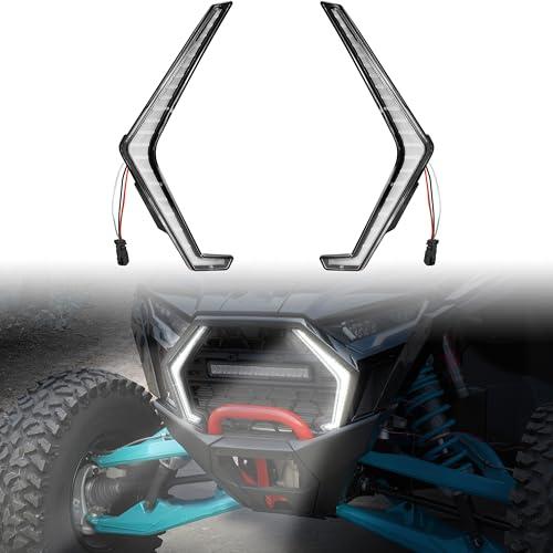 SAUTVS LED Grille Accent Fang Lights for 2025 Polaris RZR PRO XP/R/S Accessories, Waterproof Startup Animations White DRL Signature Lights Grill Lamps(1Pair, Replace #2417278, #2417279)