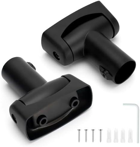 2pcs Shower Curtain Rod Bracket, Zinc Alloy Single Swivel Flange, Easy Installation Heavy Duty Black