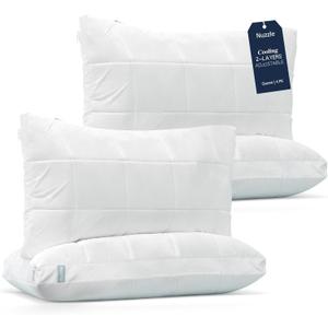 Nuzzle Cooling Adjustable Pillows for Side Sleepers, Luxury Queen Size Set of 4 Bed Pillows Hotel Collection - Best Adjust Height Soft Firm Pillows for Back, Stomach and Side Sleepers (White)