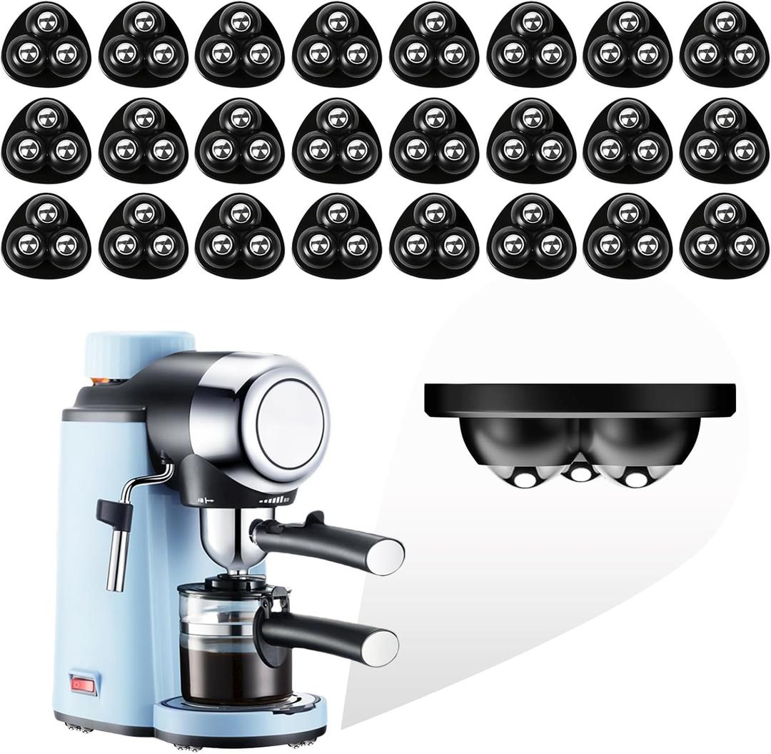 Self Adhesive Caster Wheels for Countertop - Furniture Sliders & Appliance Rollers for Kitchen, Coffee Machine, Blender, Oven(Black, 24pcs)
