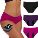 Period Underwear For Women, Leak-Proof Hipster, Brief, Heavy Flow, 3 Pack (X-Large, Multicolor02)